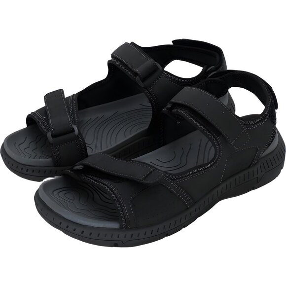 Nunn Bush Laguna 3-Strap River Sandals Black Adjustable Comfort Men's US 11W - Picture 2 of 6